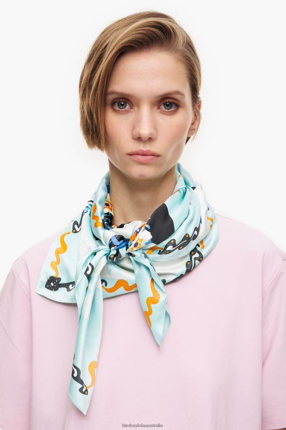 Accessories 4062VZ627 Water Bimba Y Lola Geometric Flowers And Logo Scarf