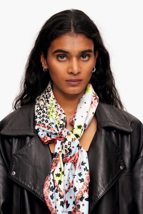 Accessories 4062VZ629 White Bimba Y Lola Geometric Floral Scarf