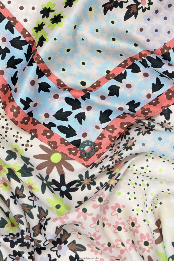 Accessories 4062VZ629 White Bimba Y Lola Geometric Floral Scarf