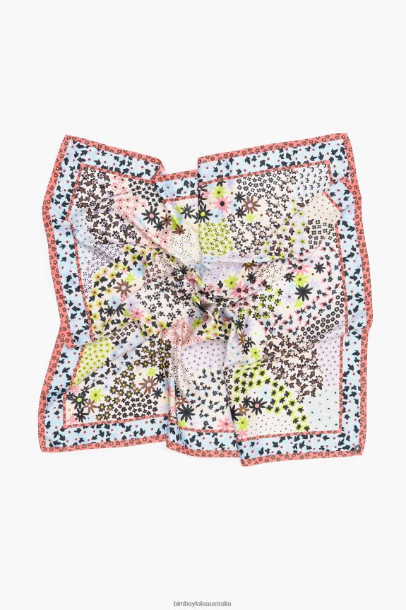 Accessories 4062VZ629 White Bimba Y Lola Geometric Floral Scarf