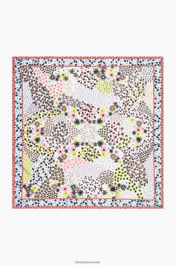 Accessories 4062VZ631 White Bimba Y Lola Geometric Floral Scarf