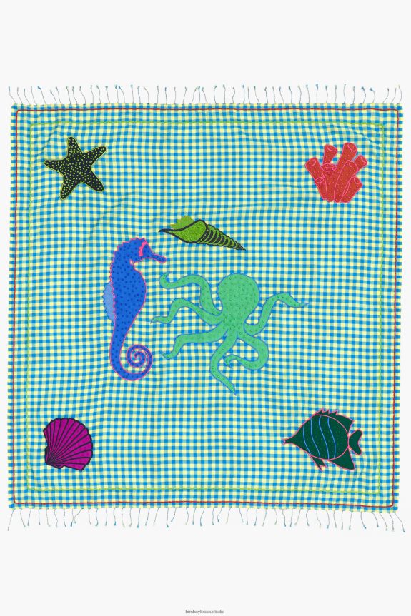 Accessories 4062VZ633 Yellow Bimba Y Lola Embroidered Gingham Shawl