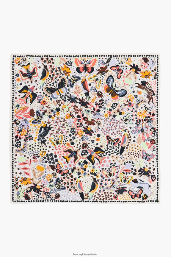 Accessories 4062VZ637 White Bimba Y Lola Flowers Birds Butterflies Scarf