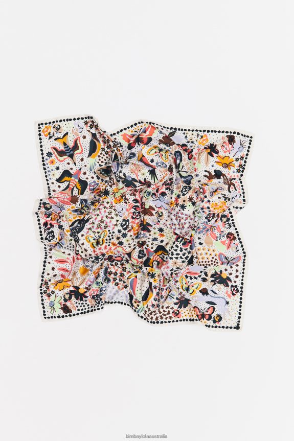 Accessories 4062VZ637 White Bimba Y Lola Flowers Birds Butterflies Scarf