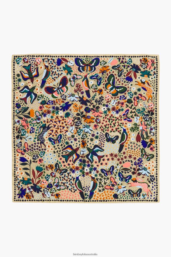 Accessories 4062VZ638 Champagne Bimba Y Lola Flowers Birds Butterflies Scarf