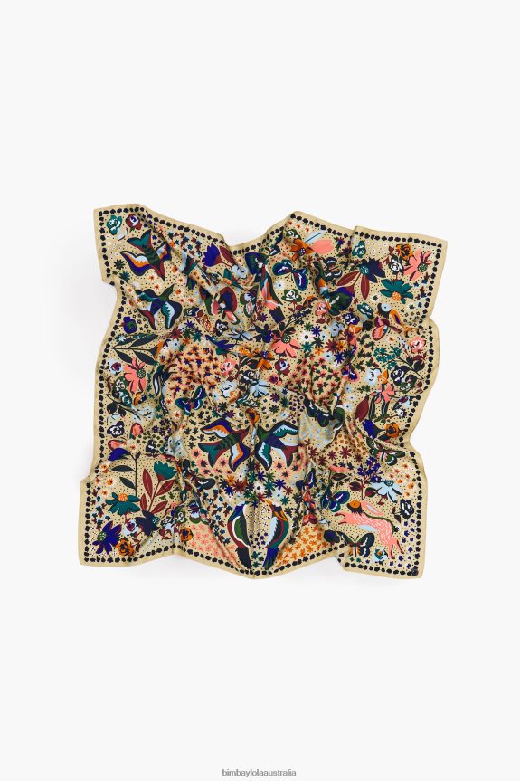 Accessories 4062VZ638 Champagne Bimba Y Lola Flowers Birds Butterflies Scarf