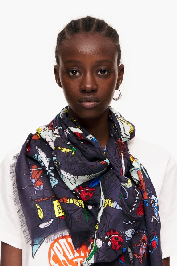 Accessories 4062VZ639 Gray Bimba Y Lola Insects And Logo Shawl