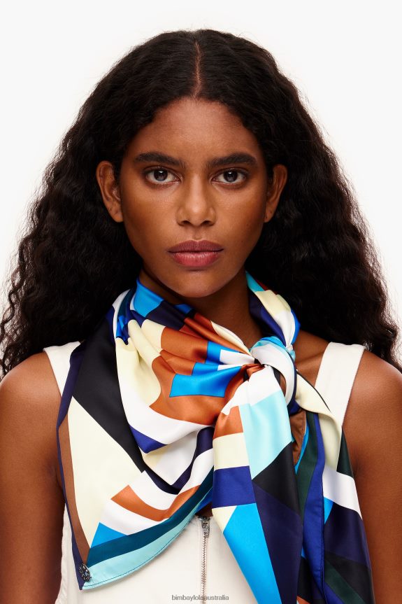 Accessories 4062VZ644 Red Bimba Y Lola Geometric Logo Scarf