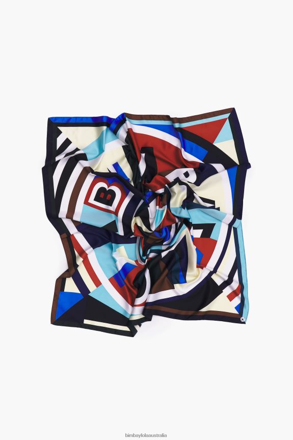 Accessories 4062VZ644 Red Bimba Y Lola Geometric Logo Scarf