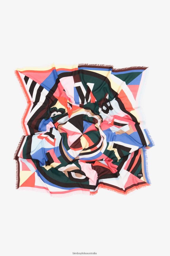 Accessories 4062VZ646 Coral Bimba Y Lola Geometric Logo Shawl