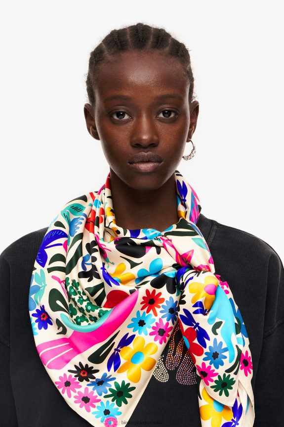 Accessories 4062VZ648 Cream Bimba Y Lola Flowers Animal Scarf