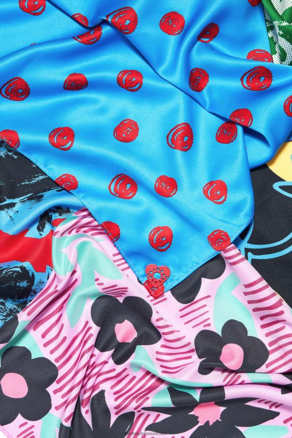 Accessories 4062VZ649 Blue Bimba Y Lola Patchwork Print Scarf