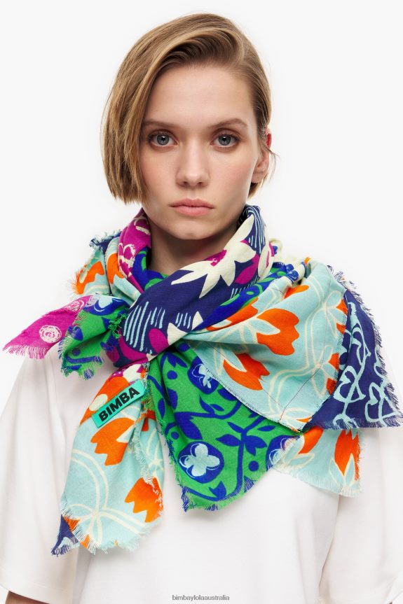Accessories 4062VZ650 Aquamarine Bimba Y Lola Patchwork Shawl