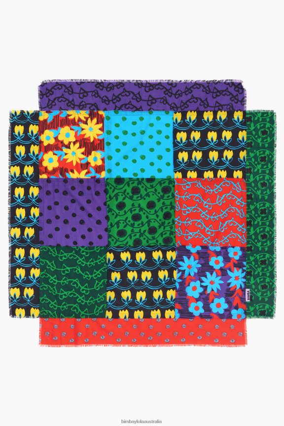 Accessories 4062VZ651 Black Bimba Y Lola Patchwork Shawl