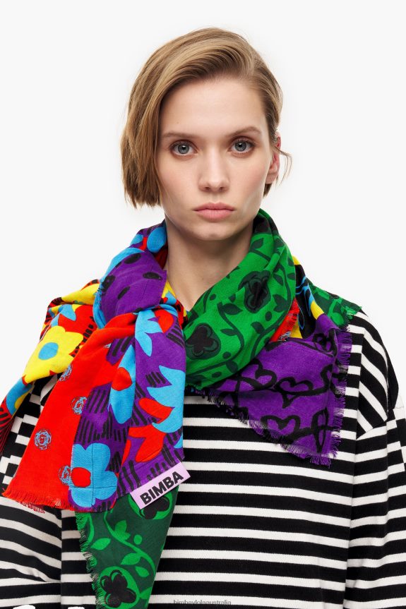 Accessories 4062VZ651 Black Bimba Y Lola Patchwork Shawl