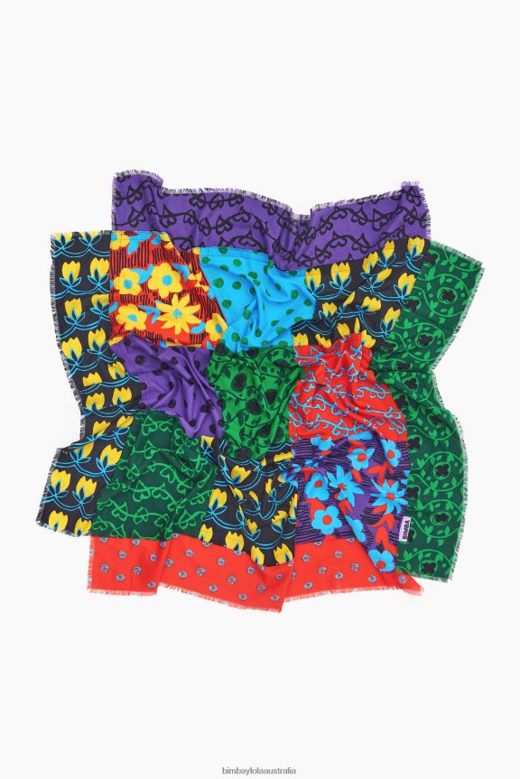 Accessories 4062VZ651 Black Bimba Y Lola Patchwork Shawl