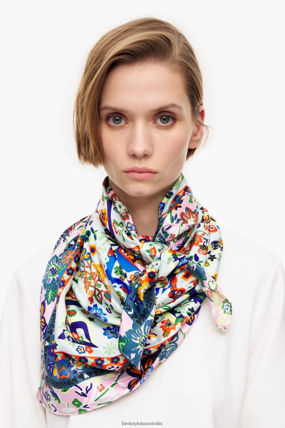 Accessories 4062VZ654 Water Bimba Y Lola Floral And Logos Scarf