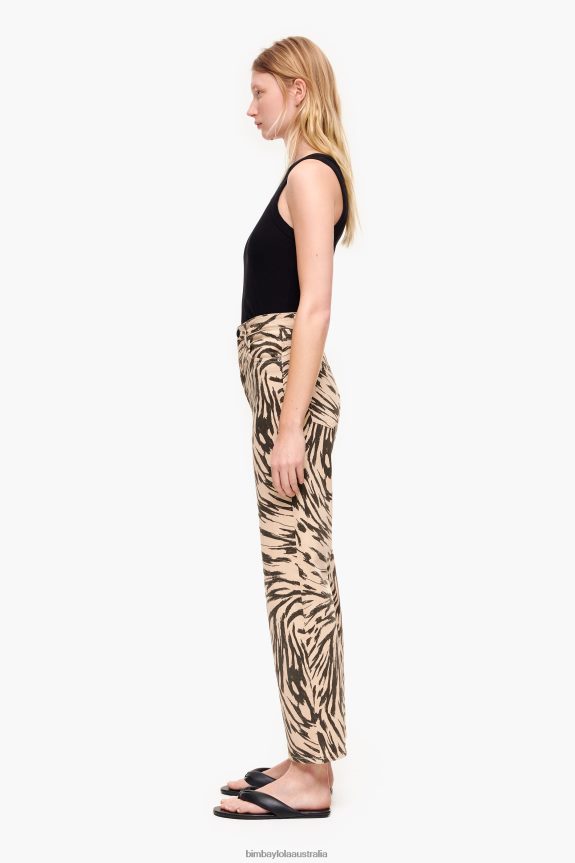 Clothing 4062VZ425 Natural Bimba Y Lola Straight Cropped - Butterfly Wing Print Jeans