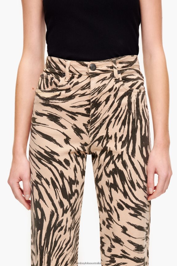 Clothing 4062VZ425 Natural Bimba Y Lola Straight Cropped - Butterfly Wing Print Jeans