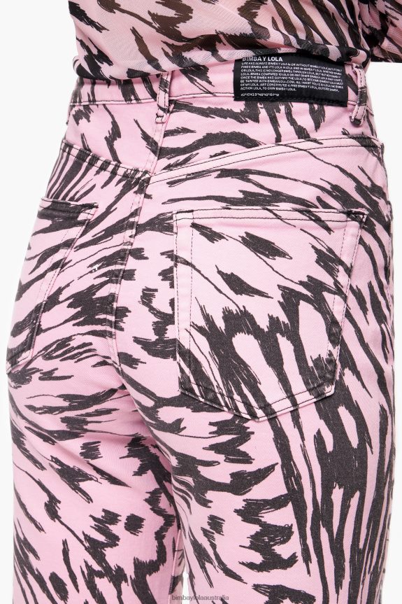 Clothing 4062VZ426 Pink Bimba Y Lola Straight Cropped - Butterfly Wing Print Straight Jeans