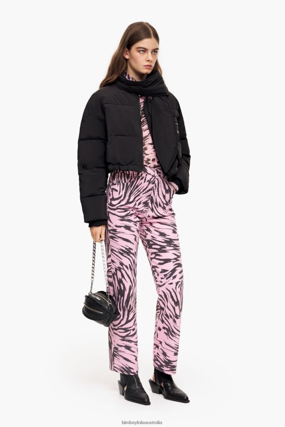 Clothing 4062VZ426 Pink Bimba Y Lola Straight Cropped - Butterfly Wing Print Straight Jeans