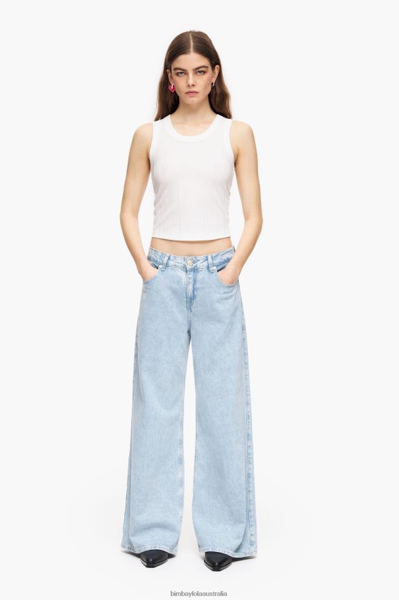 Clothing 4062VZ432 Blue Bimba Y Lola Wide Leg - Wide Leg Jeans