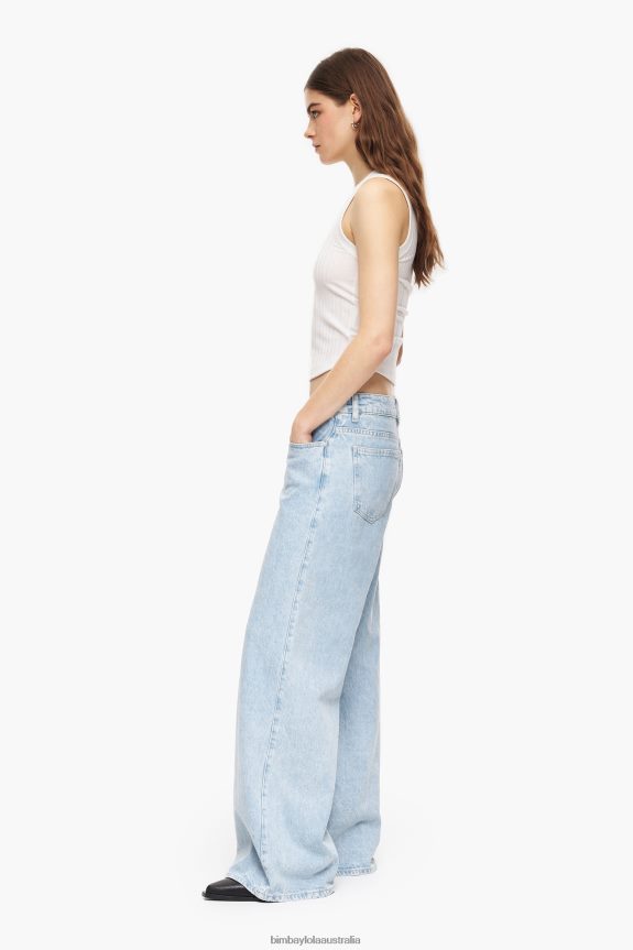 Clothing 4062VZ432 Blue Bimba Y Lola Wide Leg - Wide Leg Jeans