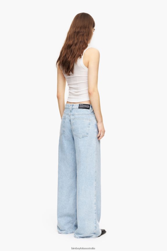 Clothing 4062VZ432 Blue Bimba Y Lola Wide Leg - Wide Leg Jeans