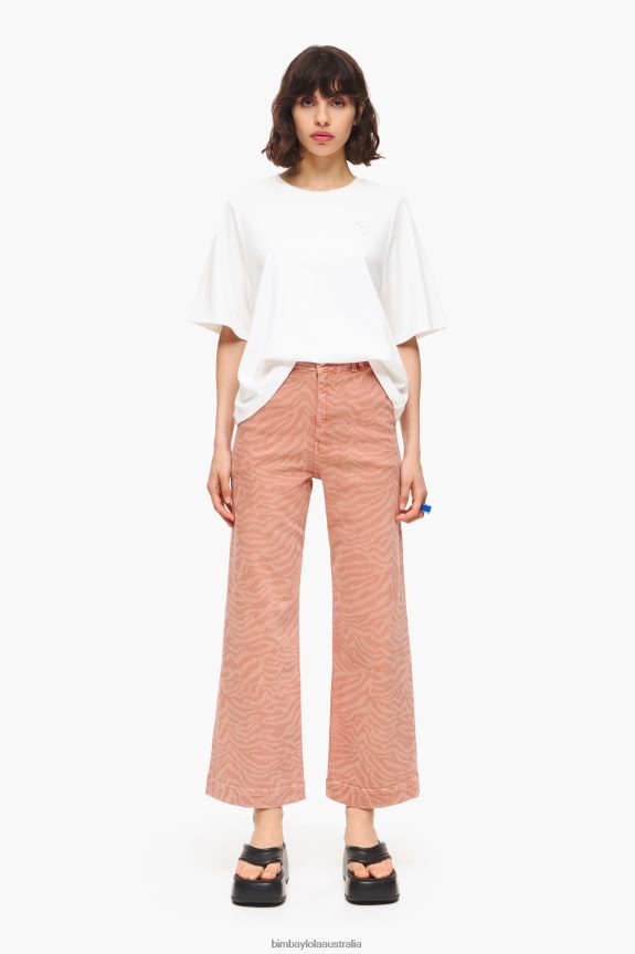 Clothing 4062VZ440 Apricot Bimba Y Lola Culotte - Tiger Print High Rise Jeans