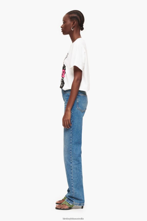 Clothing 4062VZ448 Blue Bimba Y Lola Straight Full Length - Straight Jeans