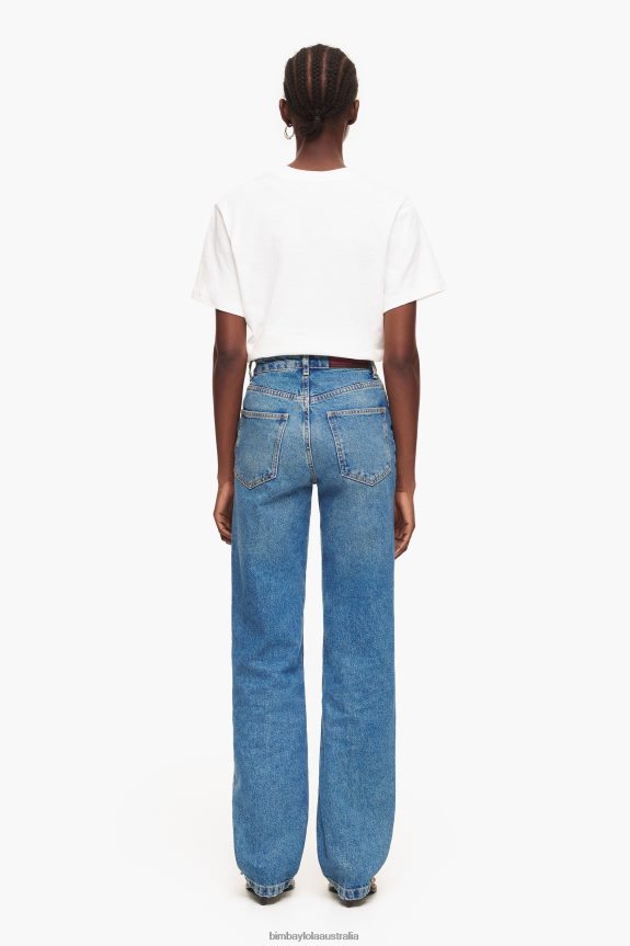 Clothing 4062VZ448 Blue Bimba Y Lola Straight Full Length - Straight Jeans
