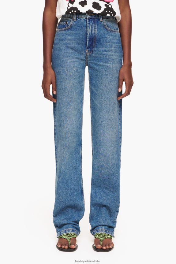 Clothing 4062VZ448 Blue Bimba Y Lola Straight Full Length - Straight Jeans