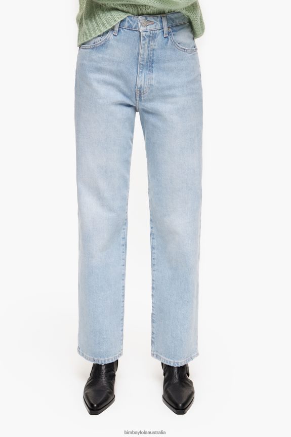 Clothing 4062VZ453 Blue Bimba Y Lola Straight Cropped - Straight Jeans