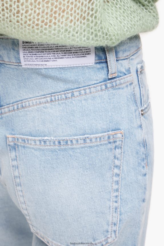 Clothing 4062VZ453 Blue Bimba Y Lola Straight Cropped - Straight Jeans