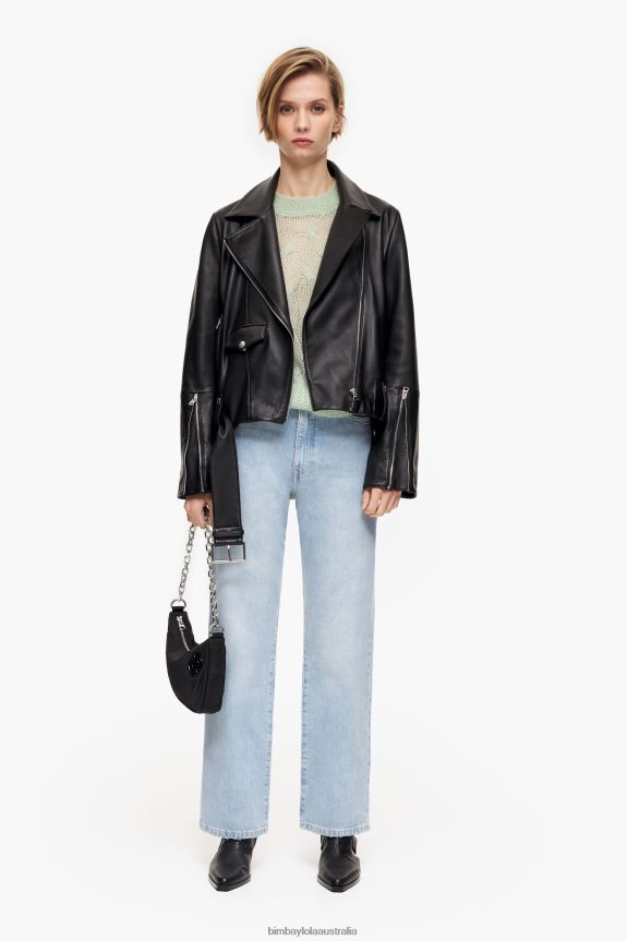 Clothing 4062VZ453 Blue Bimba Y Lola Straight Cropped - Straight Jeans