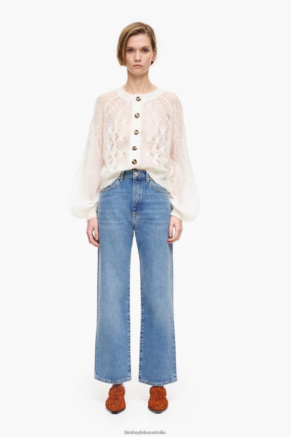 Clothing 4062VZ454 Mid Blue Bimba Y Lola Straight Cropped - Straight Jeans