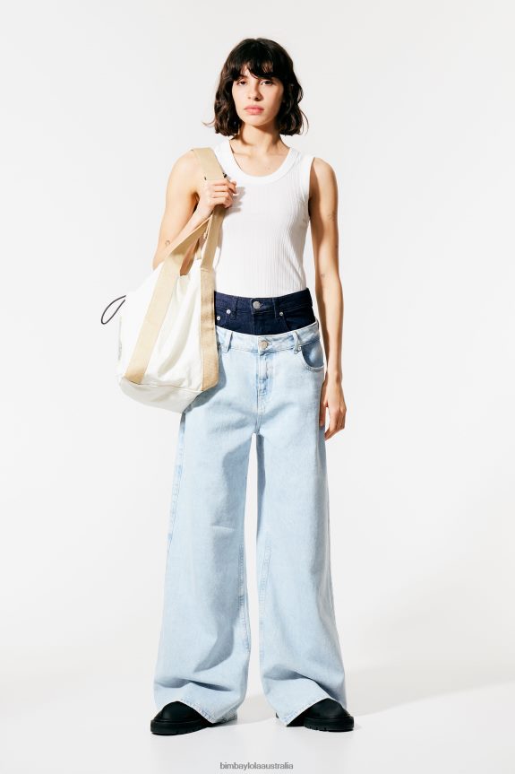 Clothing 4062VZ504 Blue Bimba Y Lola Wide Leg - Wide Leg Jeans