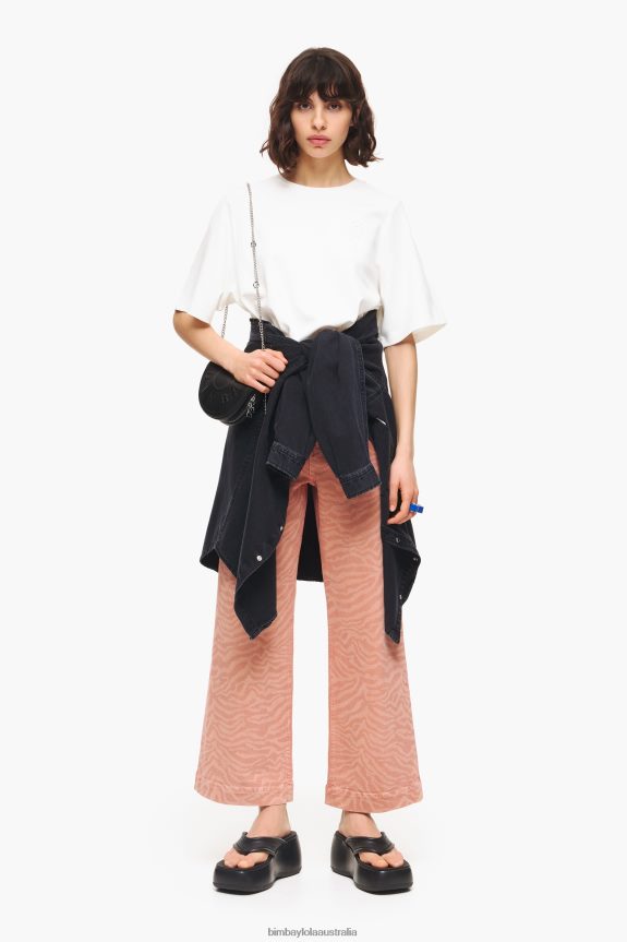 Clothing 4062VZ522 Apricot Bimba Y Lola Culotte - Tiger Print High Rise Jeans