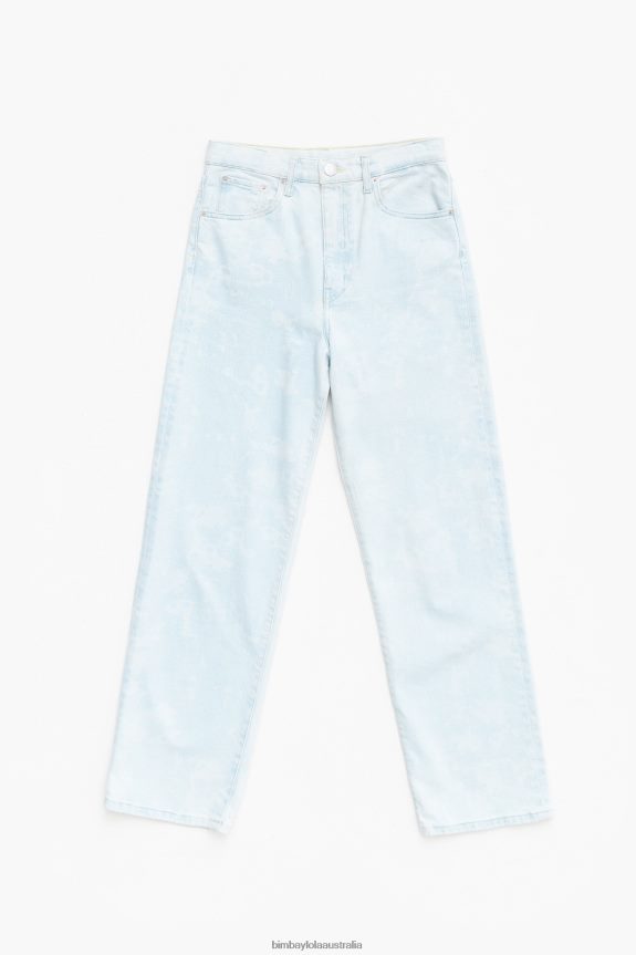 Clothing 4062VZ528 Blue Bimba Y Lola Straight Cropped - Camouflage Panda Print Straight Jeans