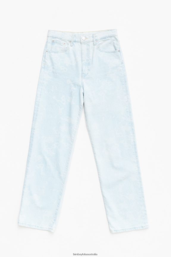 Clothing 4062VZ529 Blue Bimba Y Lola Straight Cropped - Camouflage Panda Print Straight Jeans
