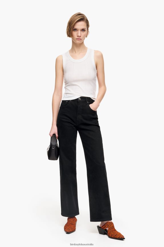 Clothing 4062VZ531 Black Bimba Y Lola Straight Cropped - Straight Jeans