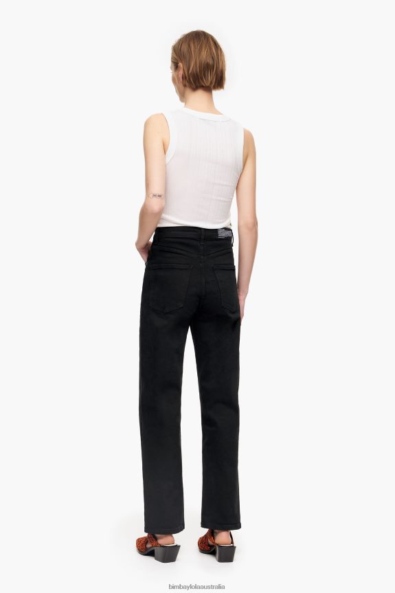 Clothing 4062VZ531 Black Bimba Y Lola Straight Cropped - Straight Jeans