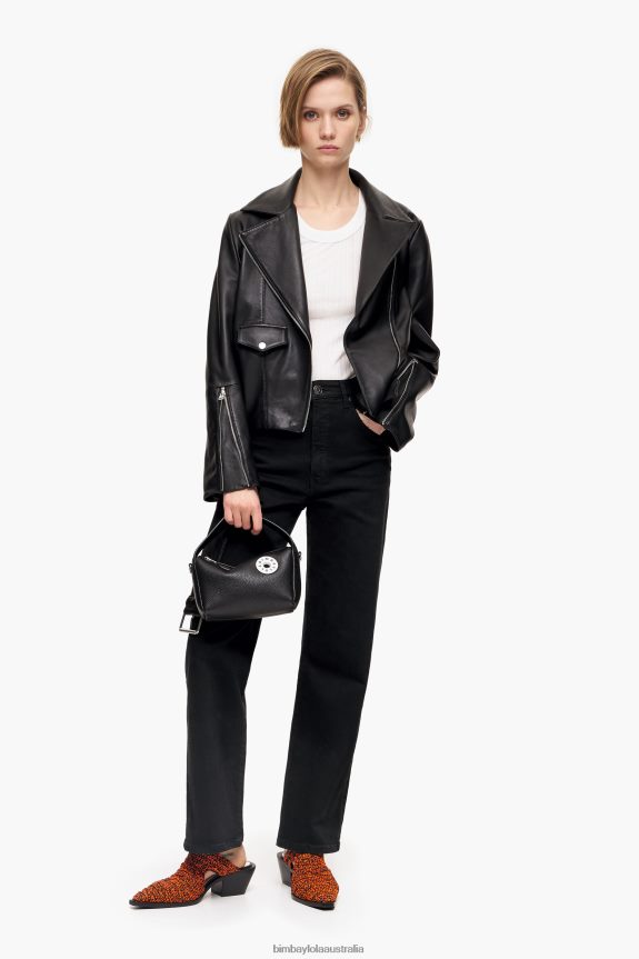 Clothing 4062VZ531 Black Bimba Y Lola Straight Cropped - Straight Jeans