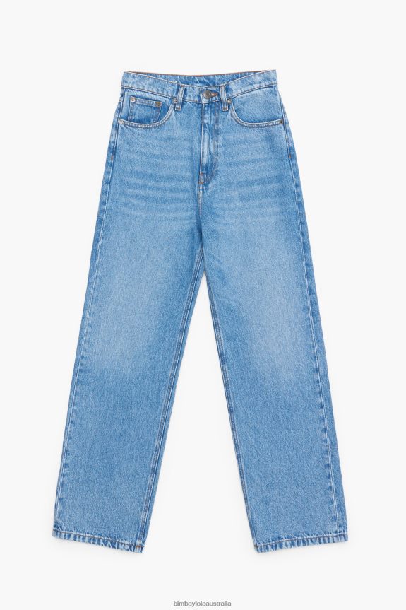Clothing 4062VZ532 Mid Blue Bimba Y Lola Straight Cropped - Straight Jeans