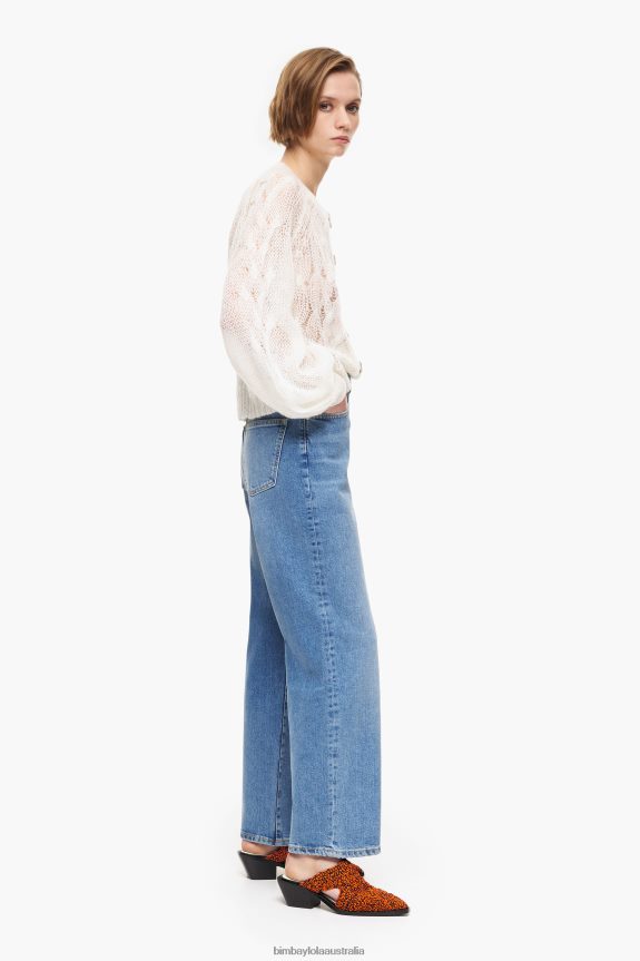 Clothing 4062VZ532 Mid Blue Bimba Y Lola Straight Cropped - Straight Jeans