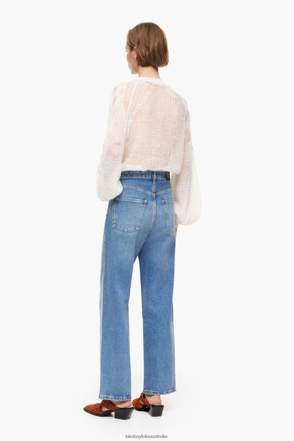 Clothing 4062VZ532 Mid Blue Bimba Y Lola Straight Cropped - Straight Jeans