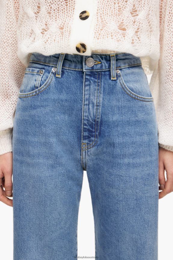 Clothing 4062VZ532 Mid Blue Bimba Y Lola Straight Cropped - Straight Jeans