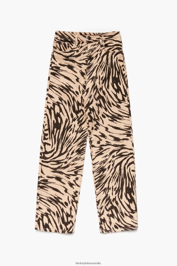 Clothing 4062VZ533 Natural Bimba Y Lola Straight Cropped - Butterfly Wing Print Jeans