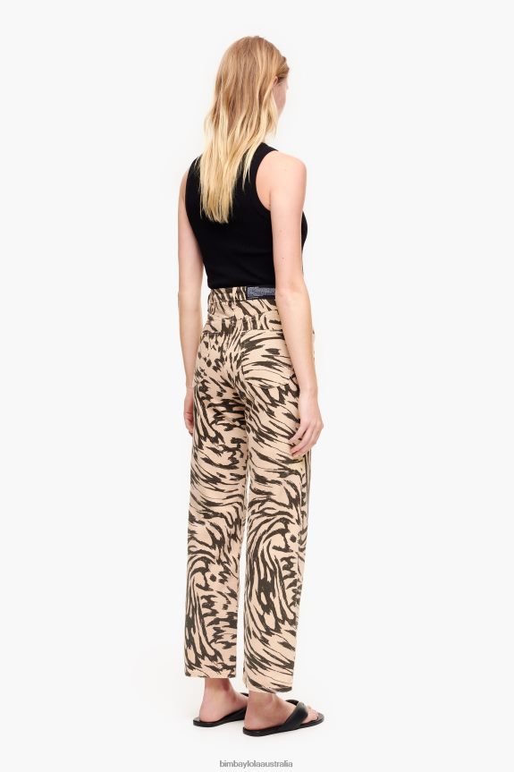 Clothing 4062VZ533 Natural Bimba Y Lola Straight Cropped - Butterfly Wing Print Jeans