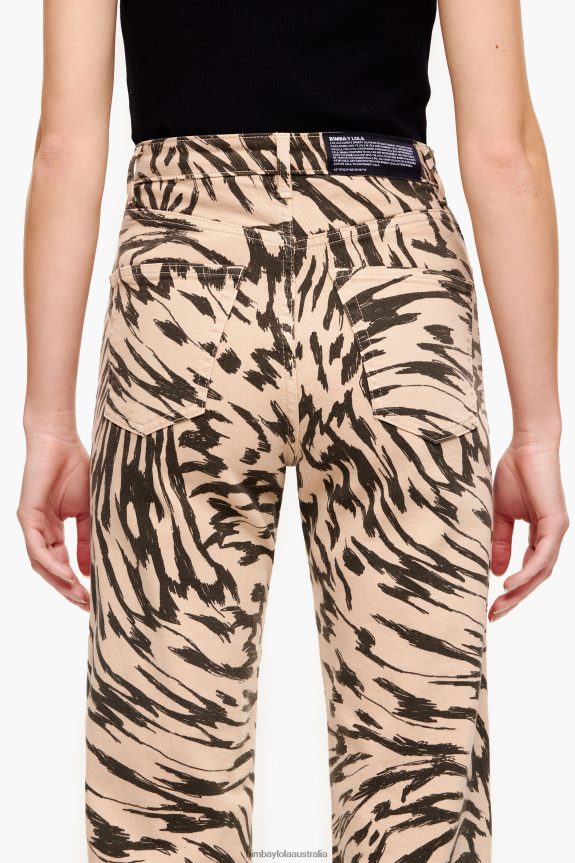 Clothing 4062VZ533 Natural Bimba Y Lola Straight Cropped - Butterfly Wing Print Jeans